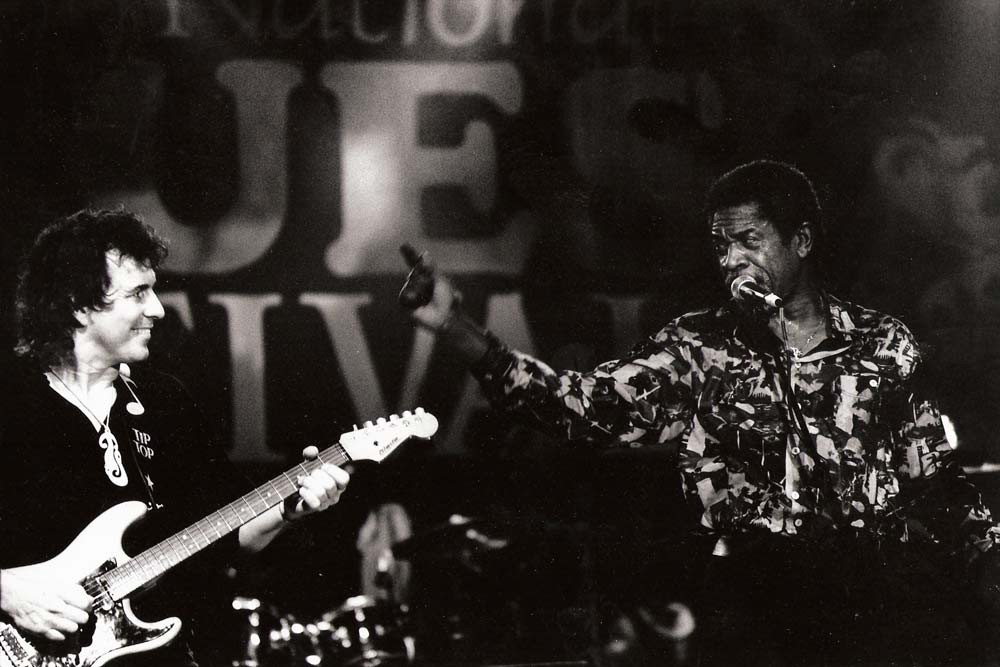 With Luther Allison at the British Blues Fest